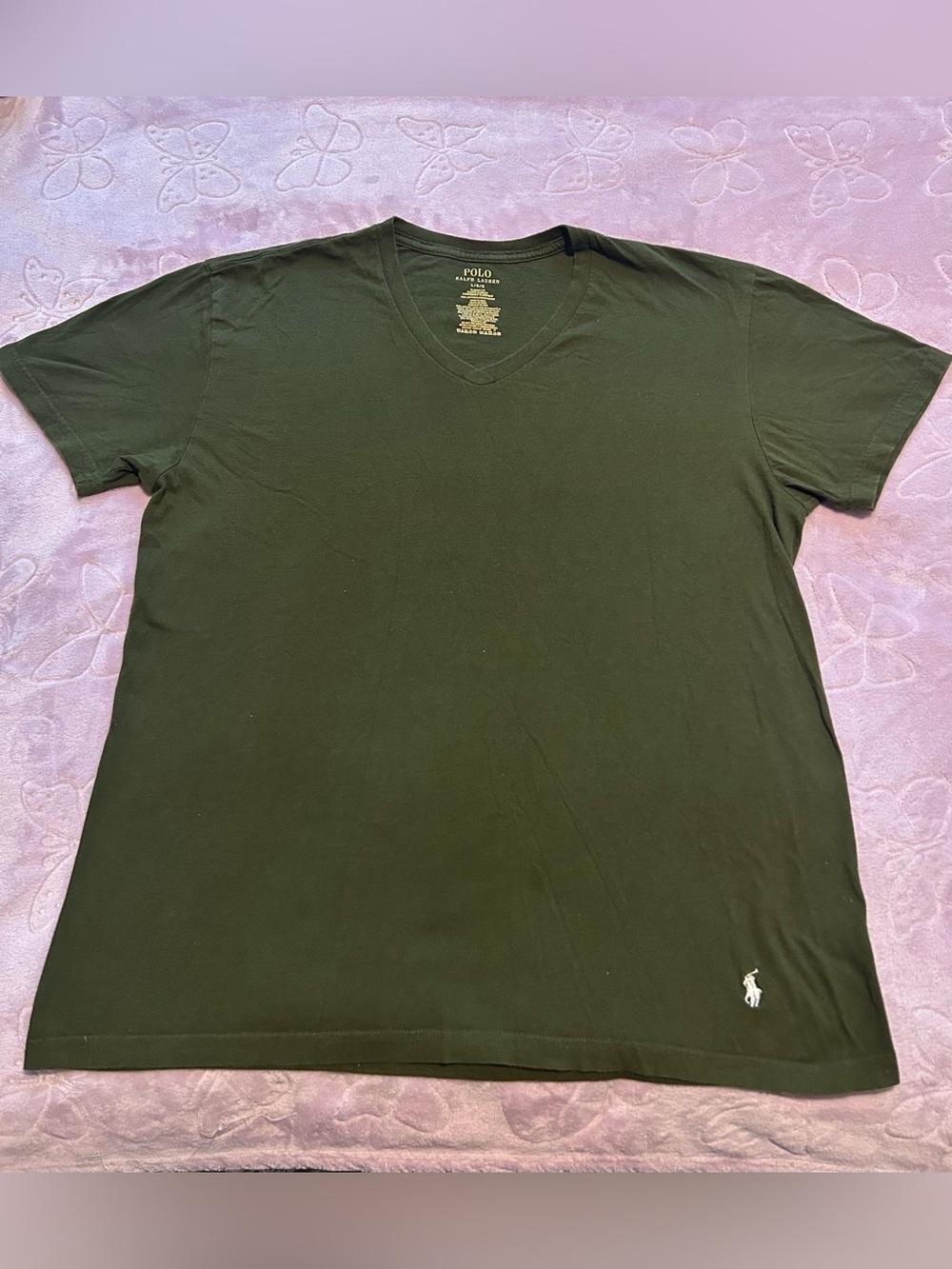 Polo by Ralph Lauren Olive Green V-Neck Short Sleeve Tee